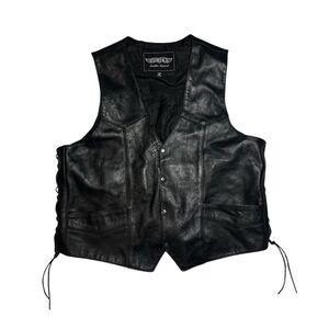 Men's Black Leather Vest